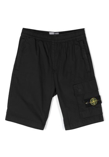 Stone Island Junior logo-patch shorts - Black