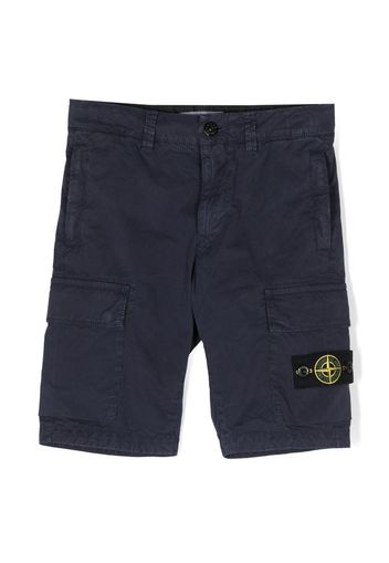 Stone Island Junior logo-patch cargo shorts - Blue