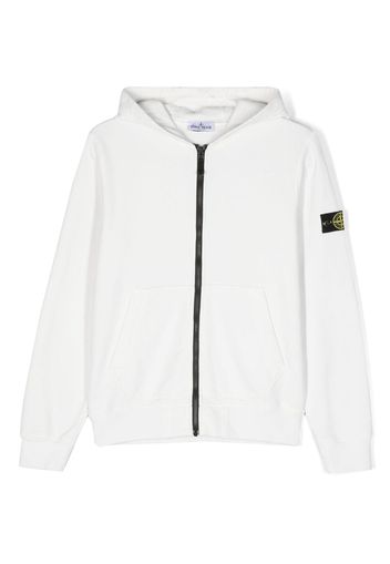 Stone Island Junior Compass-motif hooded jacket - White