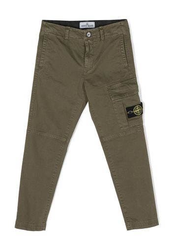 Stone Island Junior compass-patch straight-leg cargo trousers - Green