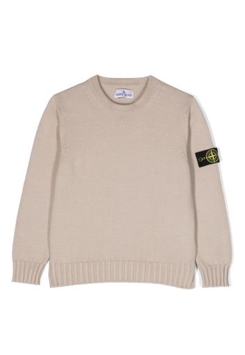 Stone Island Junior Compass-patch cotton-blend jumper - Neutrals