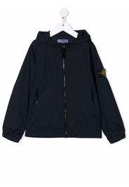 Stone Island Junior logo-patch hooded jacket - Blue