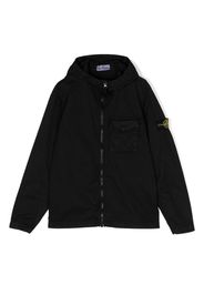 Stone Island Junior logo-patch hooded jacket - Black