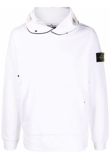 Stone Island contrast-piping badge hoodie - White