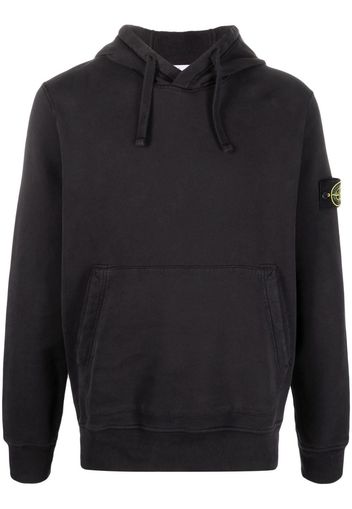 Stone Island Compass-patch cotton hoodie - Black