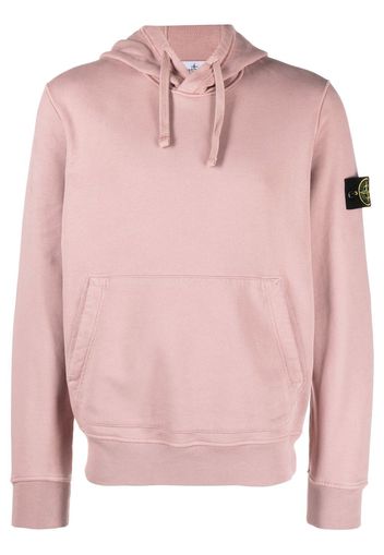 Stone Island logo-patch cotton hoodie - Pink