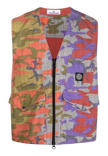 Stone Island camouflage-print cotton gilet - Grey