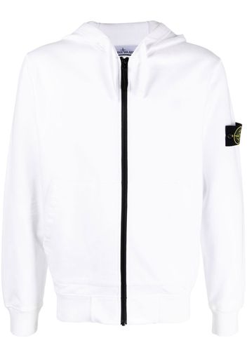 Stone Island Compass-logo zip-up hoodie - White