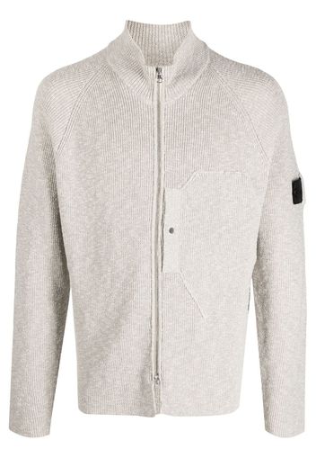 Stone Island Shadow Project knitted logo-patch cotton cardigan - Grey