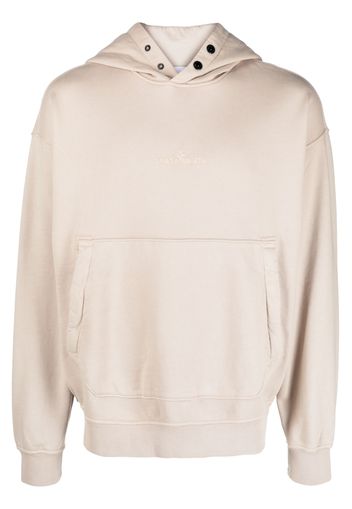 Stone Island embroidered-logo cotton hoodie - Neutrals