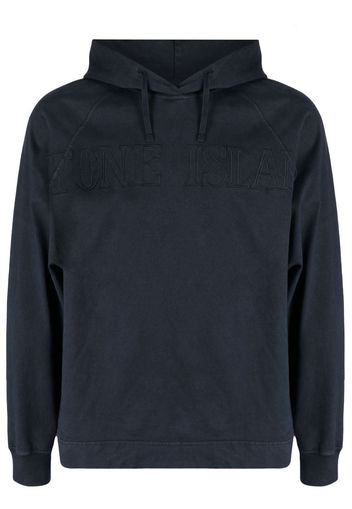 Stone Island logo-embroidered cotton hoodie - Blue