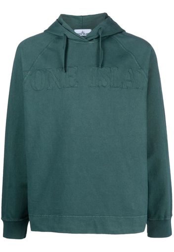 Stone Island logo-embroidered cotton hoodie - Green