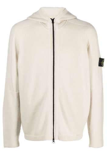 Stone Island Compass-patch knitted zipped hoodie - Neutrals