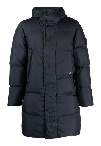 Stone Island Compass-patch hooded down coat - Blue