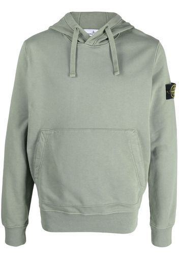 Stone Island Compass-motif jersey-fleece hoodie - Green