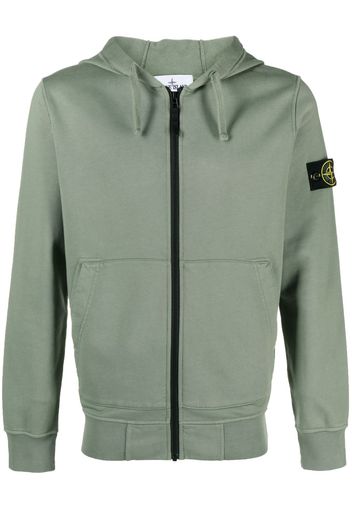 Stone Island Compass-motif drawstring cotton hoodie - Green