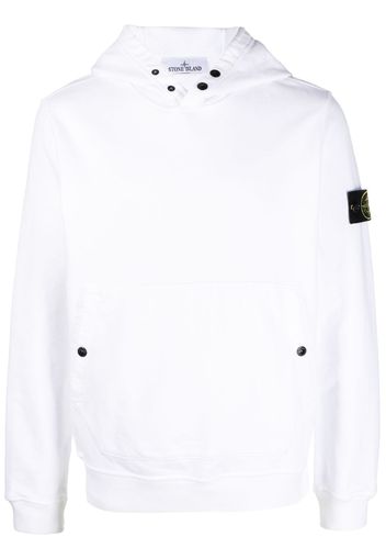 Stone Island Compass-logo cotton hoodie - White