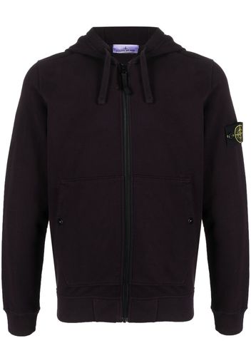 Stone Island Compass-patch zipped cotton hoodie - Blue