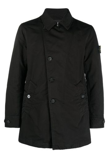 Stone Island Compass-patch single-breasted coat - Black