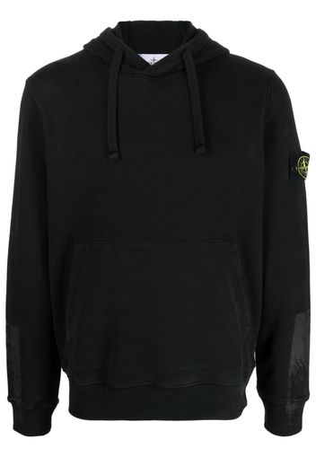 Stone Island logo-patch long-sleeve hoodie - Black