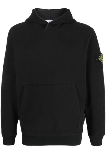 Stone Island Compass-patch cotton hoodie - Black