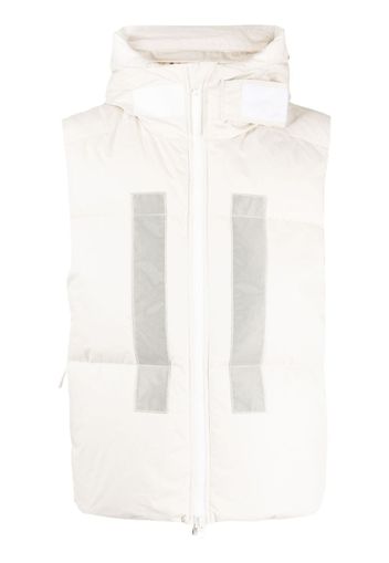 Stone Island logo-print hooded quilted gilet - White