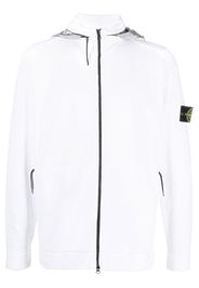 Stone Island Compass-motif zip-up hoodie - White