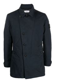 Stone Island compass-motif buttoned coat - Blue