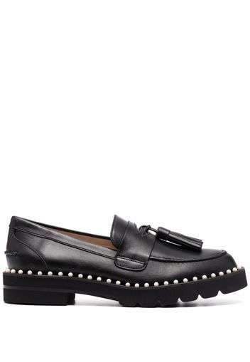 Stuart Weitzman Mila pearl-embellished loafers - Black