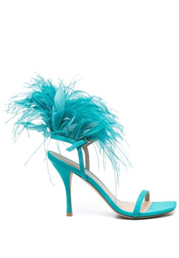 Stuart Weitzman feather-detail open-toe 115mm sandals - Blue