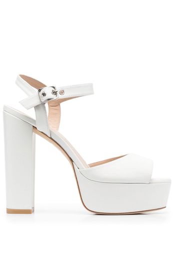 Stuart Weitzman 140mm leather platform sandals - White