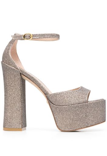 Stuart Weitzman 155mm glittered platform sandals - Gold