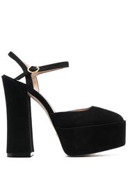 Stuart Weitzman square-toe 150mm suede platform pumps - Black