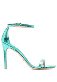Stuart Weitzman 100mm snakeskin-effect stiletto sandals - Blue