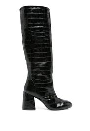 Stuart Weitzman 90mm crocodile-effect leather boots - Black