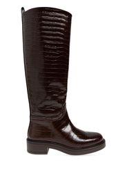 Stuart Weitzman crocodile-embossed leather boots - Brown