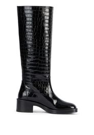 Stuart Weitzman crocodile-embossed leather boots - Black