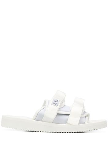 white strapped sliders