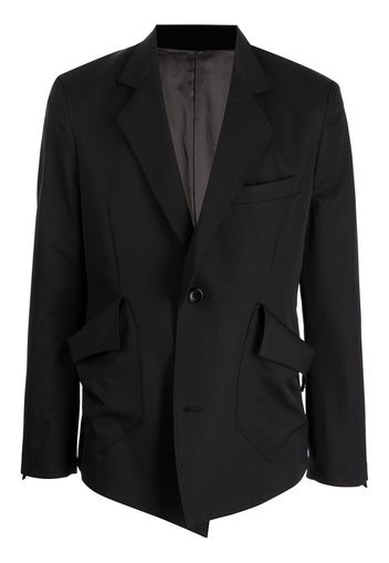 sulvam asymmetric gabardine blazer - Black