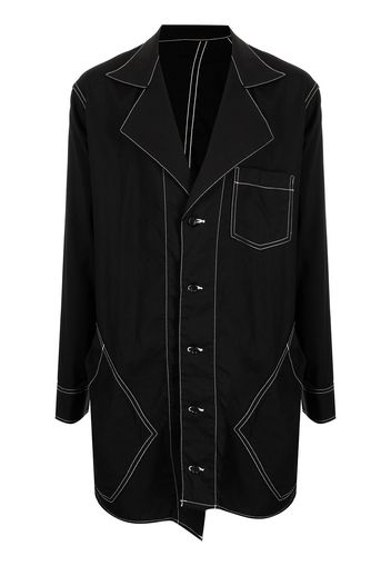 sulvam contrast stitching oversized shirt jacket - Black