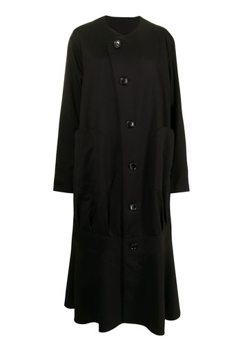 sulvam long wool pleat-detail coat - Black