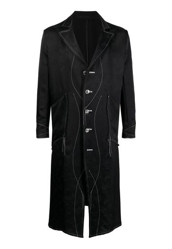 sulvam patterned jacquard long coat - Black