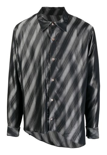 sulvam asymmetric diagonal-stripe shirt - Black