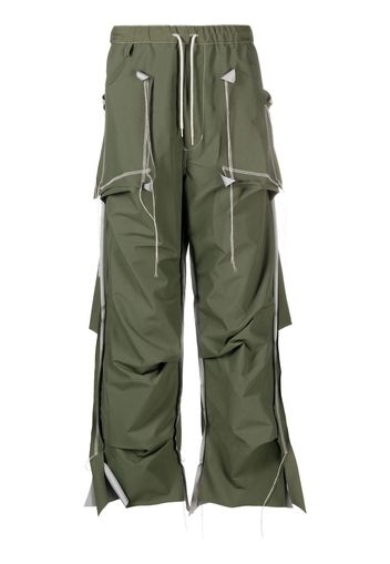 sulvam inside-out cutting tuck pants - Green