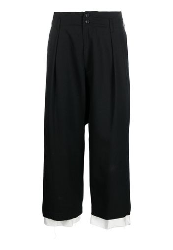 sulvam layered box-pleat cropped trousers - Black