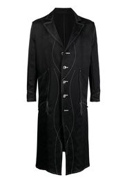 sulvam patterned jacquard long coat - Black