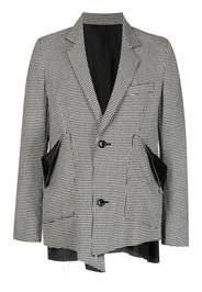 sulvam raw-cut asymmetric houndstooth blazer - Grey