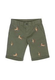 Sun 68 tiger-embroidered cargo shorts - Green