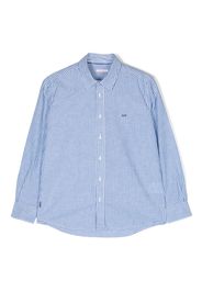 Sun 68 striped embroidered-logo shirt - Blue