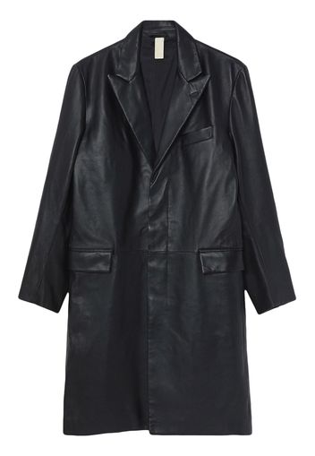 Sunflower notched-lapels leather coat - Black